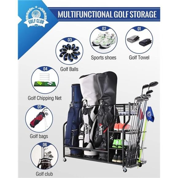 Golf Storage Garage Organizer Golf Bag Storage Stand and Other Golfing Equipment - Picture 2 of 8